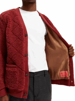 Scotch & Soda Teddy Cardigan -Scotch & Soda 167357 Red 20Earth MDL DTL4