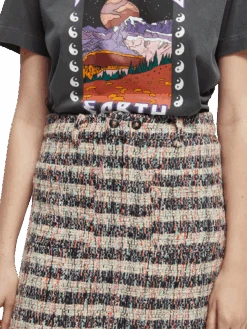 Scotch & Soda Short Tweed Skirt -Scotch & Soda 167809 Combo 20T NHD DTL1