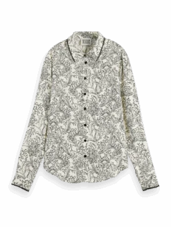 Scotch & Soda Long-Sleeve Jacquard Shirt With Embroidered Trimming -Scotch & Soda 167822 Combo 20M FNT