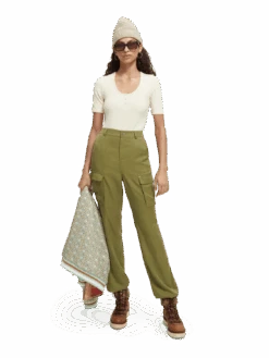 Scotch & Soda The Lara High-Rise Straight Leg Cargo Trousers -Scotch & Soda 167845 Army MDL FNT