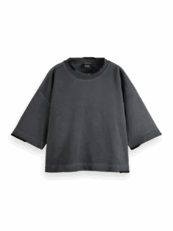 Scotch & Soda Boxy-Fit Organic Cotton Crewneck T-Shirt -Scotch & Soda 167858 Black FNT