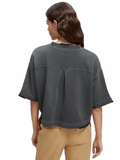 Scotch & Soda Boxy-Fit Organic Cotton Crewneck T-Shirt -Scotch & Soda 167858 Black MDL BCK