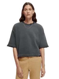 Scotch & Soda Boxy-Fit Organic Cotton Crewneck T-Shirt -Scotch & Soda 167858 Black MDL CRP