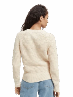 Scotch & Soda Knitted Raglan Sweater -Scotch & Soda 167936 Ecru 20Melange MDL BCK