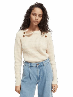 Scotch & Soda Knitted Raglan Sweater -Scotch & Soda 167936 Ecru 20Melange MDL CRP