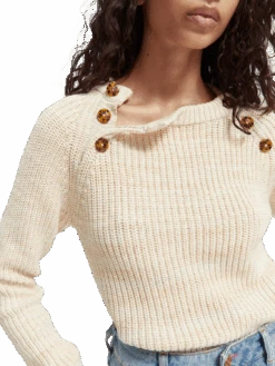 Scotch & Soda Knitted Raglan Sweater -Scotch & Soda 167936 Ecru 20Melange MDL DTL1
