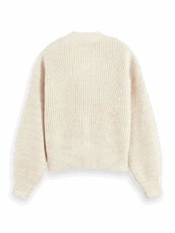 Scotch & Soda Knitted Puffy Sleeve Cardigan -Scotch & Soda 167937 Ecru 20Melange BCK