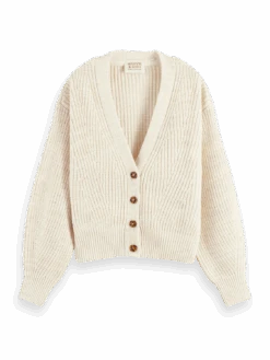 Scotch & Soda Knitted Puffy Sleeve Cardigan -Scotch & Soda 167937 Ecru 20Melange FNT