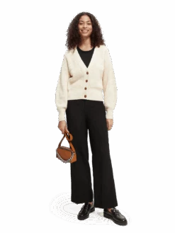 Scotch & Soda Knitted Puffy Sleeve Cardigan -Scotch & Soda 167937 Ecru 20Melange MDL FNT