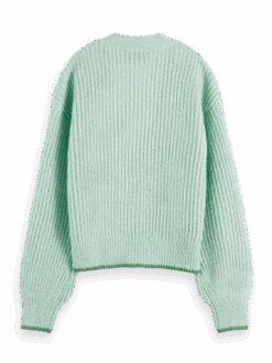Scotch & Soda Fuzzy Boxy-Fit Knitted Cardigan -Scotch & Soda 167950 Aqua 20Green BCK