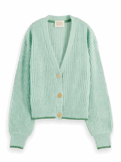 Scotch & Soda Fuzzy Boxy-Fit Knitted Cardigan -Scotch & Soda 167950 Aqua 20Green FNT