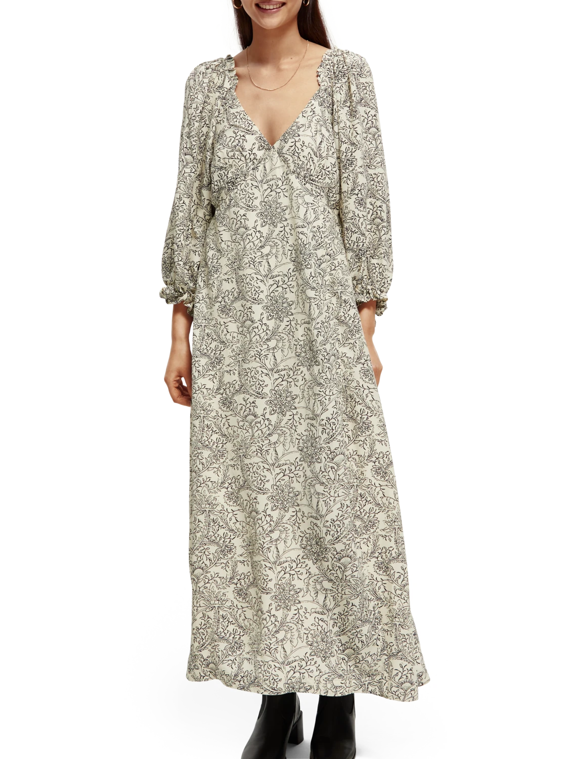 Scotch & Soda 3/4-Length Sleeve Maxi-Dress 3 Scotch & Soda 3/4-Length Sleeve Maxi-Dress