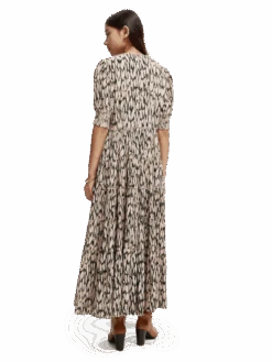Scotch & Soda Short Sleeved Tiered Maxi Dress 24 Scotch & Soda Short Sleeved Tiered Maxi Dress -Scotch & Soda 168531 Combo 20R MDL BCK