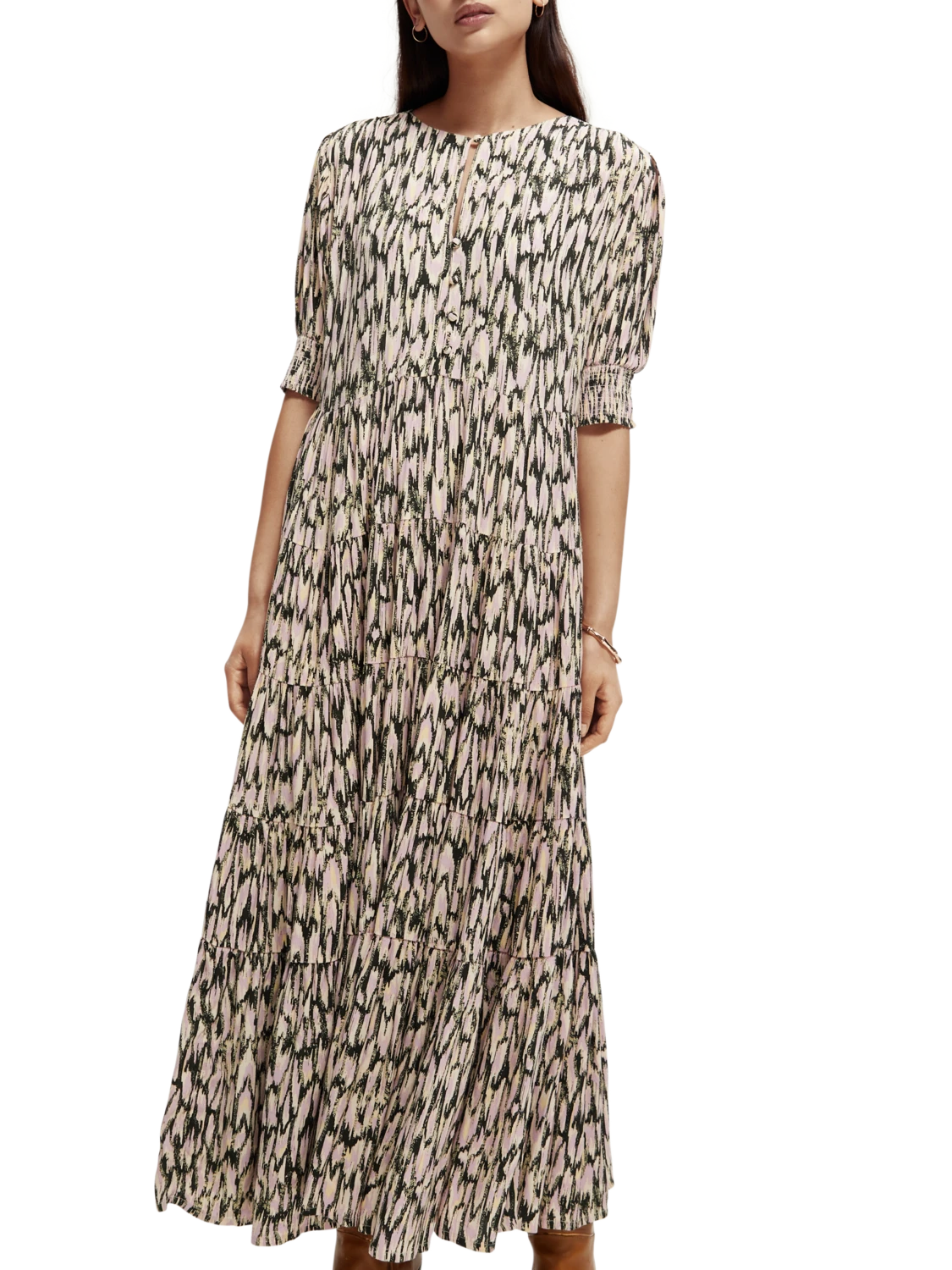 Scotch & Soda Short Sleeved Tiered Maxi Dress 3 Scotch & Soda Short Sleeved Tiered Maxi Dress