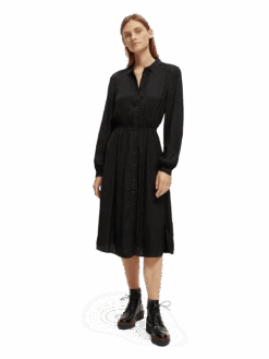 Scotch & Soda Relaxed Fit Shirt Dress -Scotch & Soda 168674 Black MDL FNT