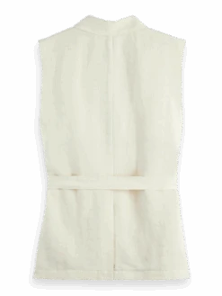 Scotch & Soda Belted Double-Breasted Gilet -Scotch & Soda 168691 Ecru BCK