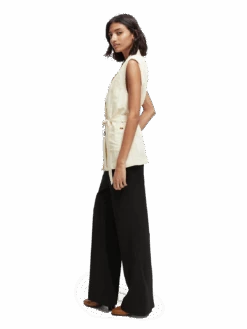 Scotch & Soda Belted Double-Breasted Gilet -Scotch & Soda 168691 Ecru MDL DTL2