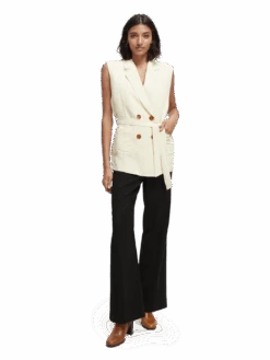 Scotch & Soda Belted Double-Breasted Gilet -Scotch & Soda 168691 Ecru MDL FNT