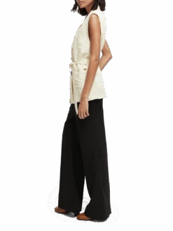 Scotch & Soda Belted Double-Breasted Gilet -Scotch & Soda 168691 Ecru NHD DTL2