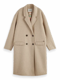 Scotch & Soda Double-Breasted Wool-Blended Coat -Scotch & Soda 168698 Sand 20Melange FNT