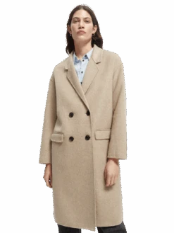 Scotch & Soda Double-Breasted Wool-Blended Coat -Scotch & Soda 168698 Sand 20Melange MDL CRP