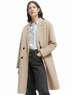 Scotch & Soda Double-Breasted Wool-Blended Coat -Scotch & Soda 168698 Sand 20Melange MDL DTL2