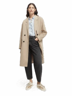 Scotch & Soda Double-Breasted Wool-Blended Coat -Scotch & Soda 168698 Sand 20Melange MDL FNT