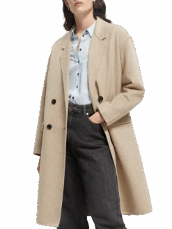 Scotch & Soda Double-Breasted Wool-Blended Coat -Scotch & Soda 168698 Sand 20Melange NHD DTL2