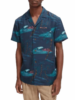 Scotch & Soda Short-Sleeved Printed Camp Shirt