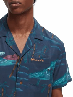 Scotch & Soda Short-Sleeved Printed Camp Shirt -Scotch & Soda 168699 Combo 20B NHD DTL1