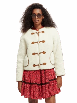 Scotch & Soda Short Teddy Jacket -Scotch & Soda 168781 Aged 20White MDL CRP