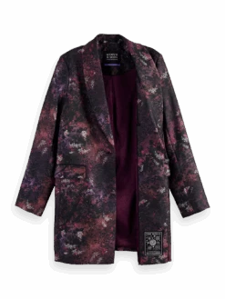 Scotch & Soda Printed Single-Breasted Longer-Length Blazer -Scotch & Soda 168792 Midnight 20Slate DTL1