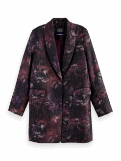 Scotch & Soda Printed Single-Breasted Longer-Length Blazer -Scotch & Soda 168792 Midnight 20Slate FNT