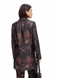 Scotch & Soda Printed Single-Breasted Longer-Length Blazer -Scotch & Soda 168792 Midnight 20Slate MDL BCK