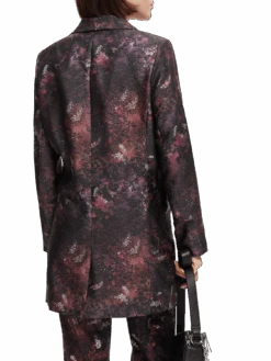 Scotch & Soda Printed Single-Breasted Longer-Length Blazer -Scotch & Soda 168792 Midnight 20Slate NHD BCK