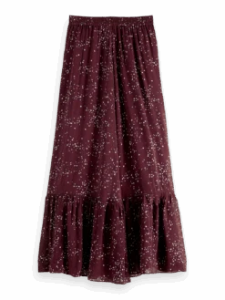 Scotch & Soda Tiered Printed Chiffon Maxi Skirt -Scotch & Soda 168815 Milky 20Way 20Crimson BCK