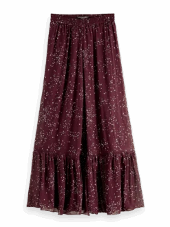 Scotch & Soda Tiered Printed Chiffon Maxi Skirt -Scotch & Soda 168815 Milky 20Way 20Crimson FNT