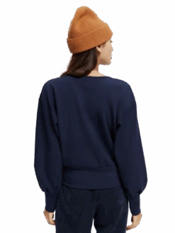 Scotch & Soda V-Neck Voluminous Sleeved Sweater -Scotch & Soda 168840 Deep 20Space MDL BCK