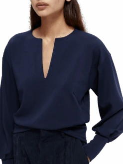 Scotch & Soda V-Neck Voluminous Sleeved Sweater -Scotch & Soda 168840 Deep 20Space MDL DTL1