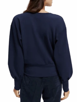 Scotch & Soda V-Neck Voluminous Sleeved Sweater -Scotch & Soda 168840 Deep 20Space NHD BCK