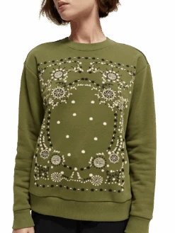 Scotch & Soda Relaxed - Fit Crewneck Sweatshirt -Scotch & Soda 168842 Dark 20Olive MDL DTL1