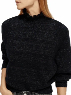 Scotch & Soda Ruffled Turtleneck Sweater 23 Scotch & Soda Ruffled Turtleneck Sweater -Scotch & Soda 168904 Black 20Sky MDL DTL2