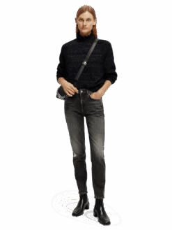 Scotch & Soda Ruffled Turtleneck Sweater 24 Scotch & Soda Ruffled Turtleneck Sweater -Scotch & Soda 168904 Black 20Sky MDL FNT