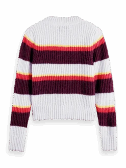 Scotch & Soda Fuzzy Knitted Puffy Sleeve Sweater -Scotch & Soda 168910 Blurred 20Lined 20Thistle BCK