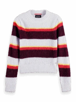 Scotch & Soda Fuzzy Knitted Puffy Sleeve Sweater -Scotch & Soda 168910 Blurred 20Lined 20Thistle FNT