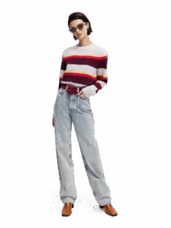 Scotch & Soda Fuzzy Knitted Puffy Sleeve Sweater -Scotch & Soda 168910 Blurred 20Lined 20Thistle MDL FNT