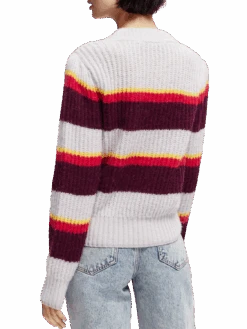 Scotch & Soda Fuzzy Knitted Puffy Sleeve Sweater -Scotch & Soda 168910 Blurred 20Lined 20Thistle NHD BCK