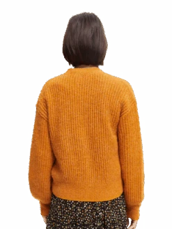 Scotch & Soda Fuzzy Voluminous-Sleeved Cardigan -Scotch & Soda 168911 Cinnamon 20Spice 20Melange MDL BCK