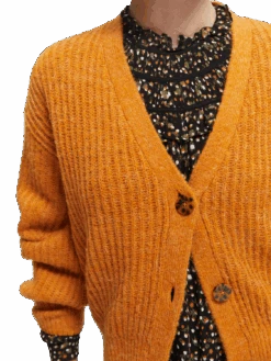 Scotch & Soda Fuzzy Voluminous-Sleeved Cardigan -Scotch & Soda 168911 Cinnamon 20Spice 20Melange MDL DTL1