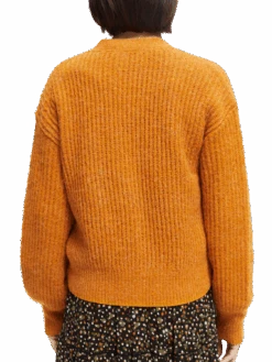 Scotch & Soda Fuzzy Voluminous-Sleeved Cardigan -Scotch & Soda 168911 Cinnamon 20Spice 20Melange NHD BCK